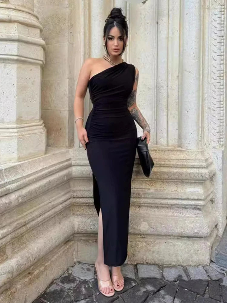 2025 Elegant Black Maxi Dress for Women – Sleeveless, Backless, Slim Fit Summer Party Dress