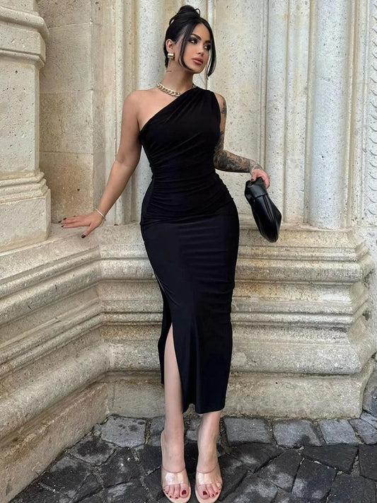 2025 Elegant Black Maxi Dress for Women – Sleeveless, Backless, Slim Fit Summer Party Dress