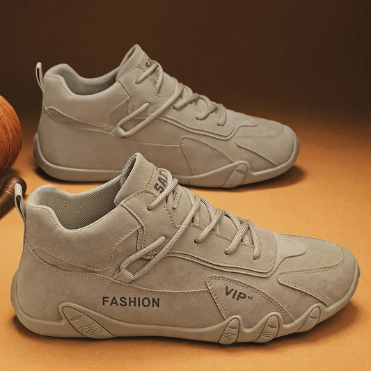 2025 Men's Khaki Ankle Boots - Non-Slip Casual Lace-Up Shoes